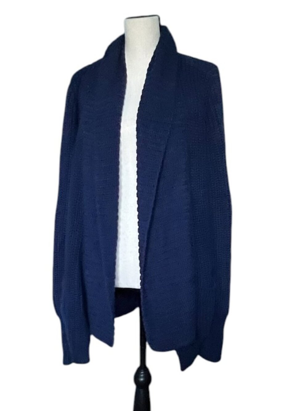 J.Crew Navy Chunky Knit Open-Front Cardigan Size XL 100% Cotton